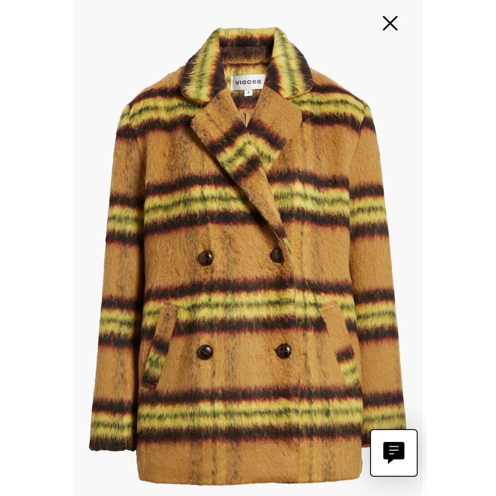 Vigoss Plaid Double Breasted Peacoat Lemon Women Size Small NWT - Picture 5 of 10